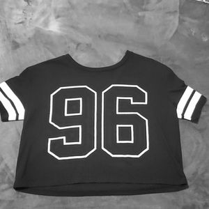 Black Short Sleeved Crop Top
